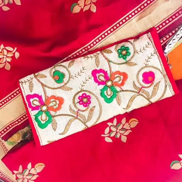 Handmade Handbags - Indian Cream Handmade Wallet